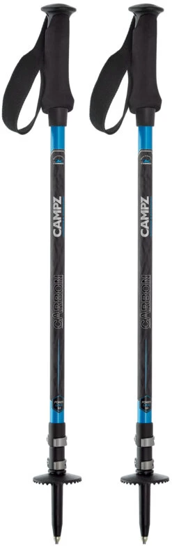 CAMPZ Komperdell Powerlock Wandelstokken Carbon, Grijs/blauw