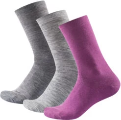 Devold Daily Light Sokken 3-pack Dames, Roze/bont