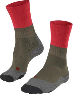 Falke TK2 Trekking Sokken Dames, Olijf/rood