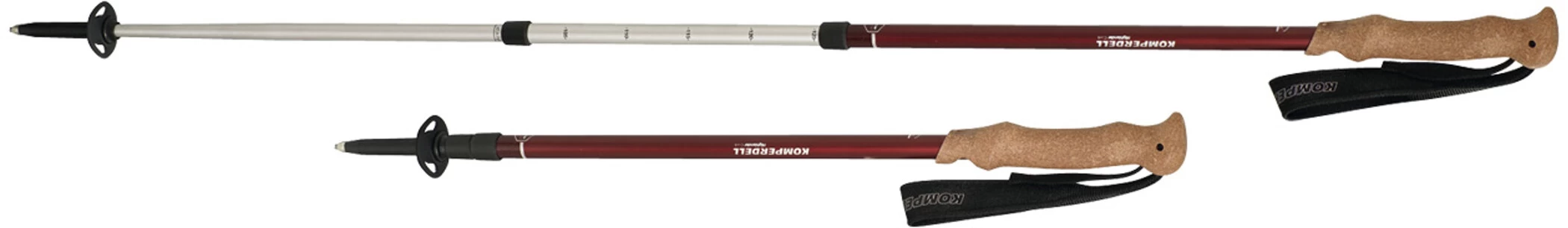 Komperdell Highlander Cork Wandelstokken, Rood/zilver