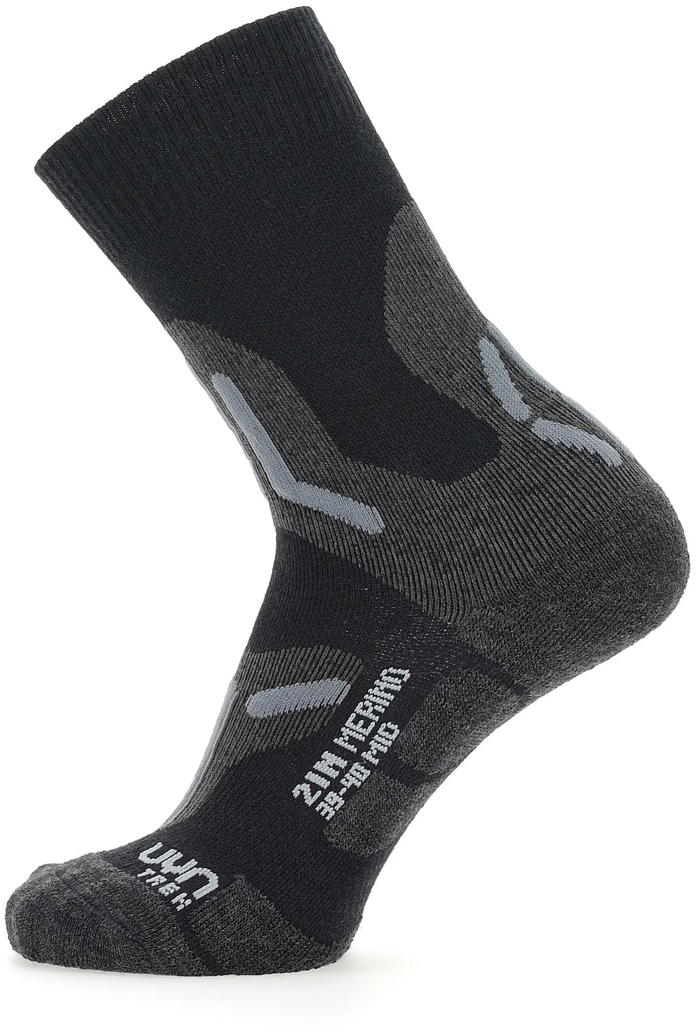 UYN Trekking 2in Merino Mid Sokken Dames, Zwart/grijs