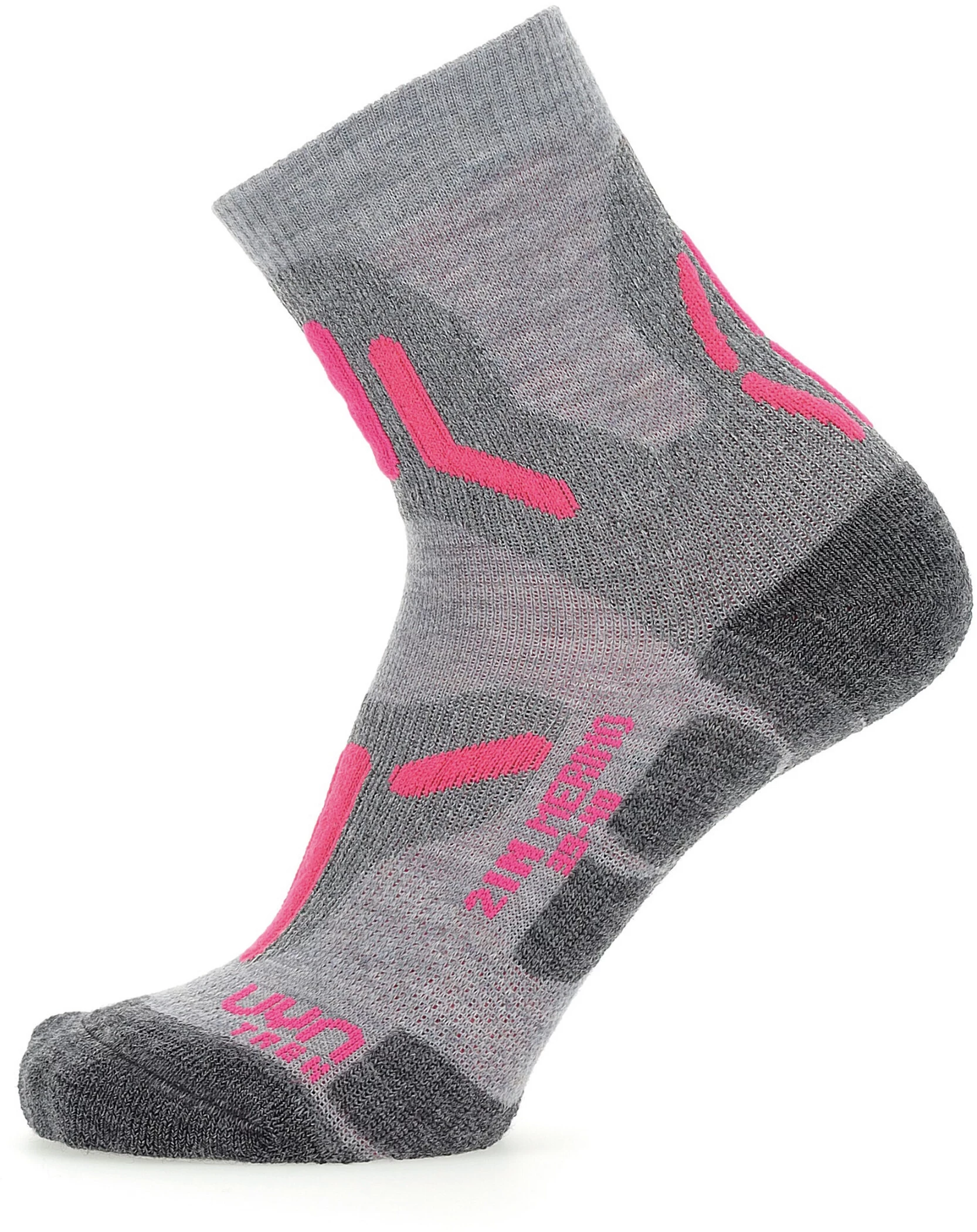 UYN Trekking 2in Merino Sokken Dames, Grijs/roze